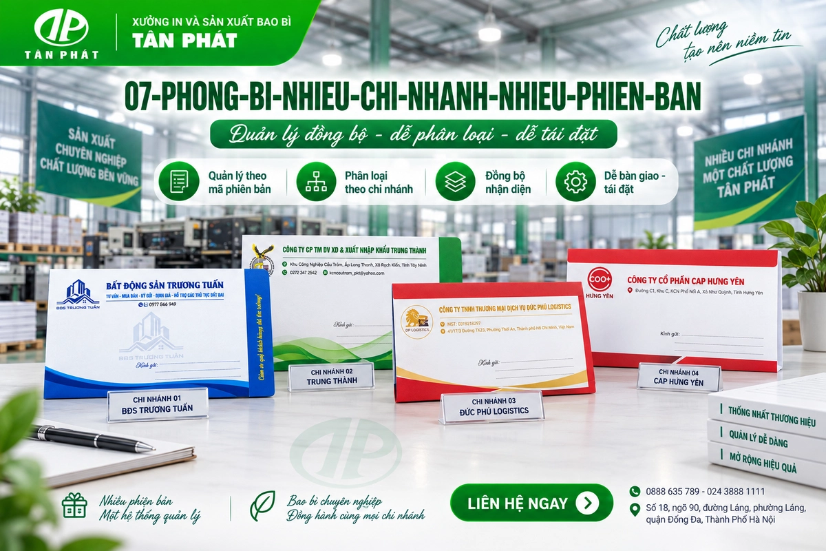 Bộ phong bì nhiều chi nhánh và nhiều phiên bản thông tin