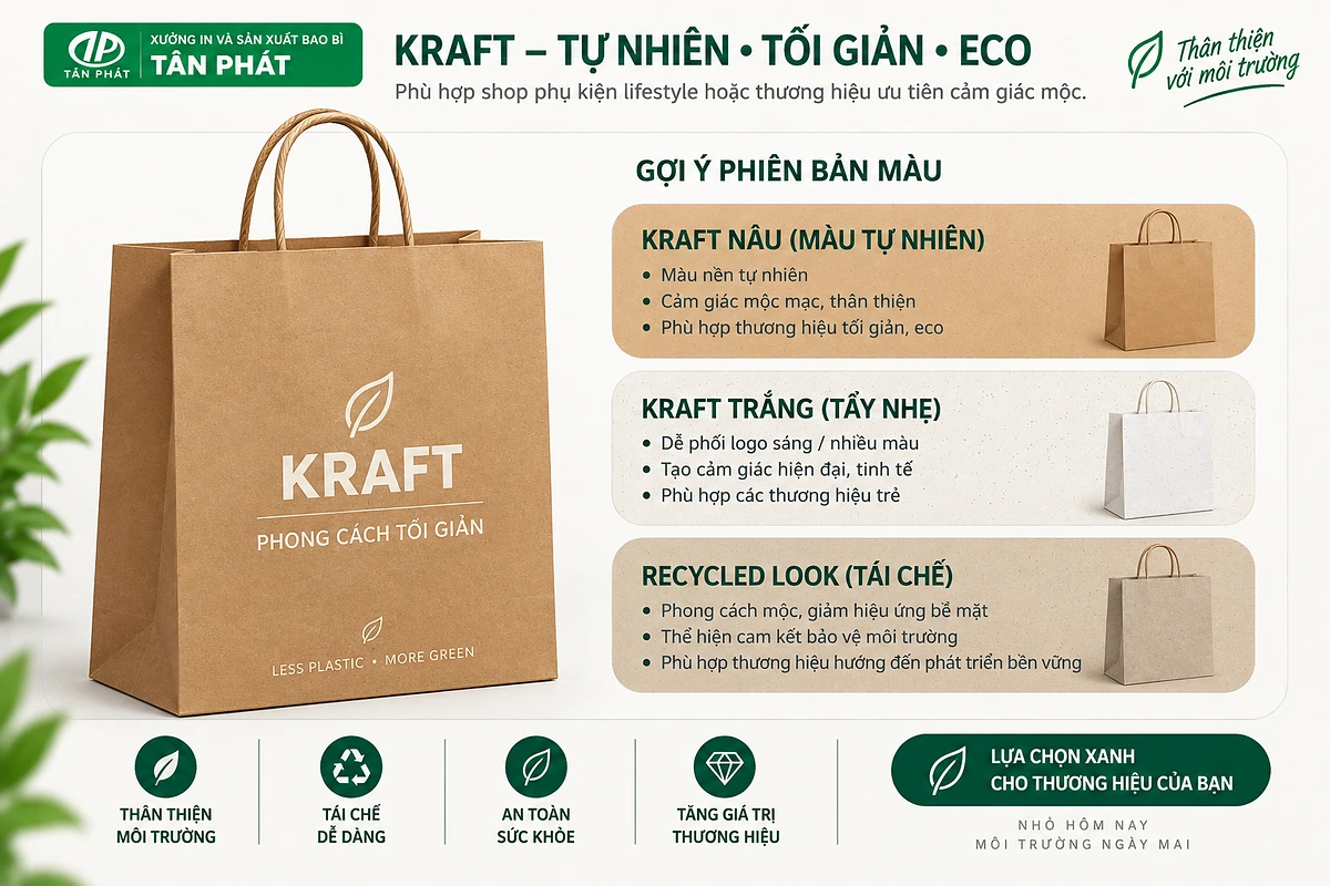 Túi giấy Kraft phong cách tối giản cho shop phụ kiện công nghệ