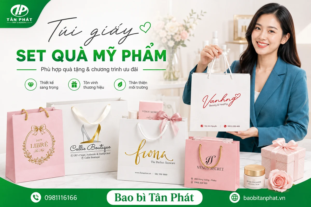 Mẫu túi giấy set quà mỹ phẩm cho chương trình tặng quà