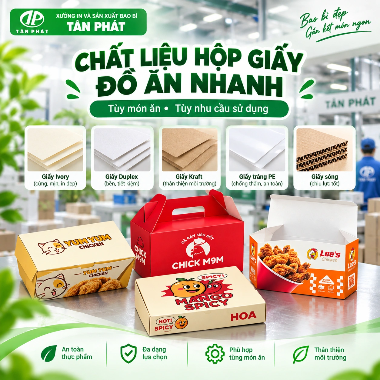 Bao bì xanh Tân Phát cho món ngon, sạch và thân thiện
