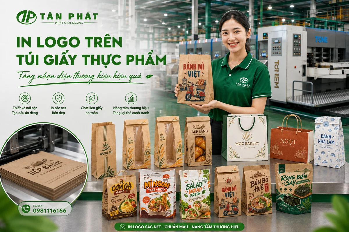 In logo thương hiệu trên túi giấy thực phẩm