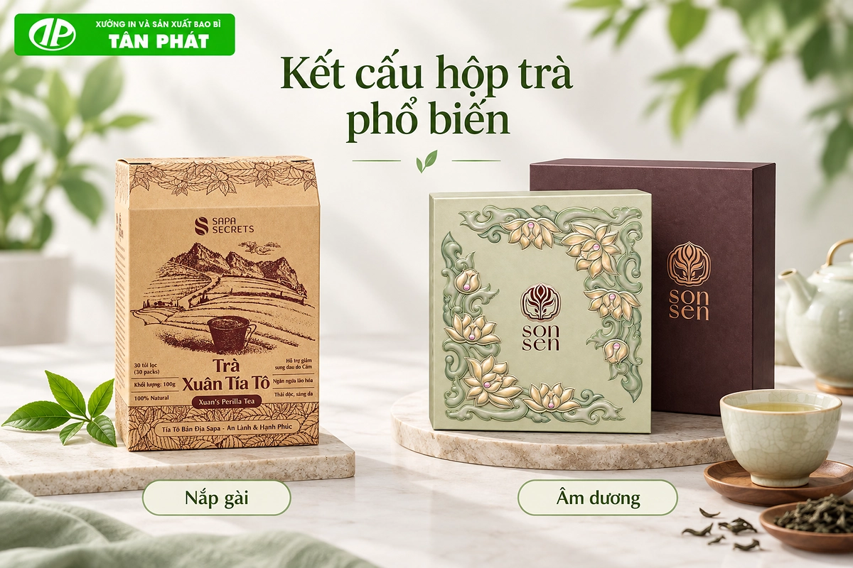 So sánh kết cấu hộp trà nắp gài và hộp âm dương