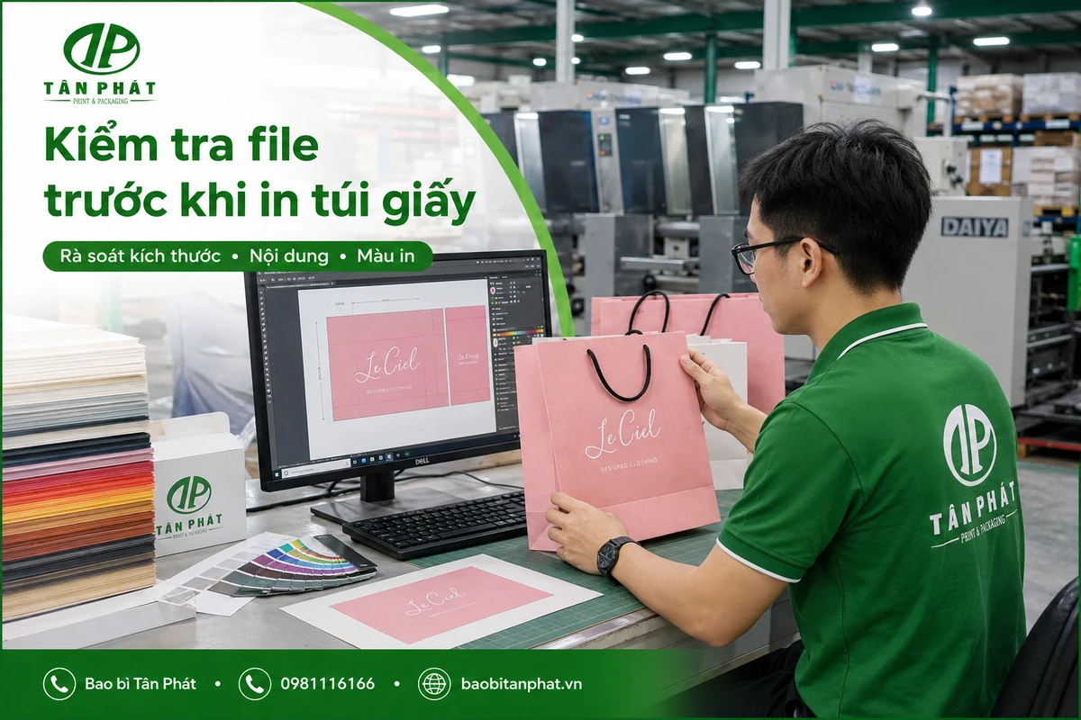 Kiểm tra file thiết kế trước khi in túi giấy shop thời trang