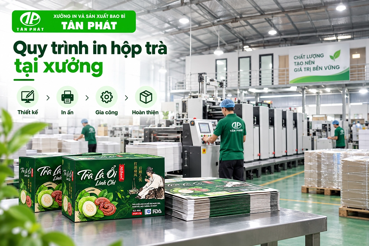 Quy trình in và gia công hộp trà tại xưởng Bao bì Tân Phát