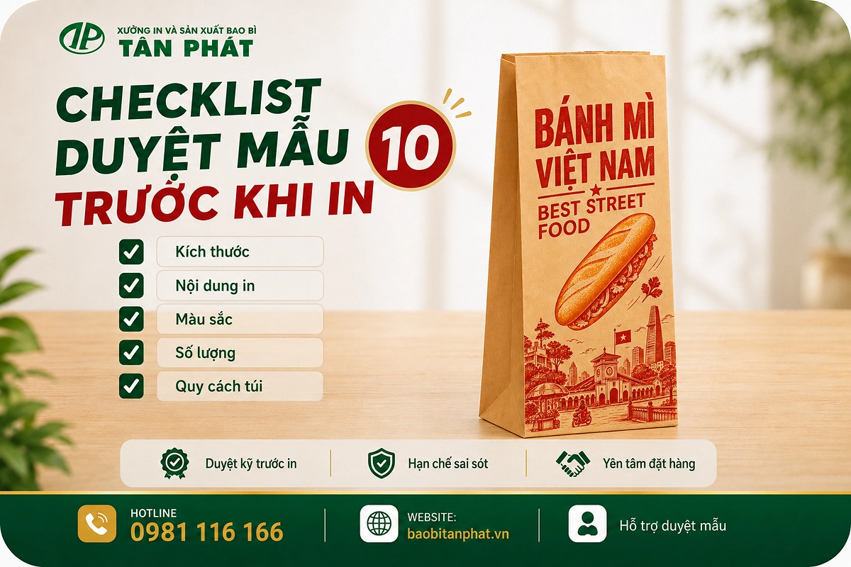 Checklist duyệt mẫu túi bánh mì trước khi sản xuất
