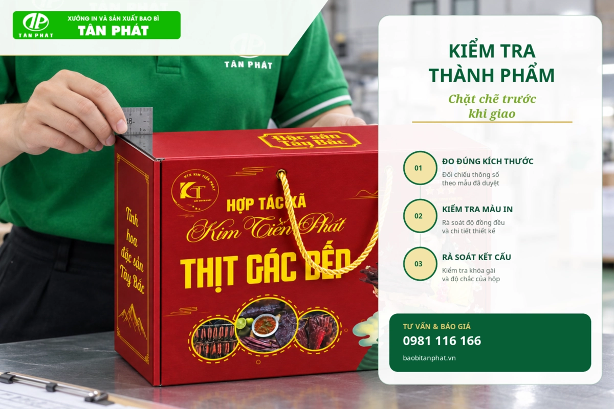 Kiểm tra hình dáng và chất lượng thành phẩm hộp giấy