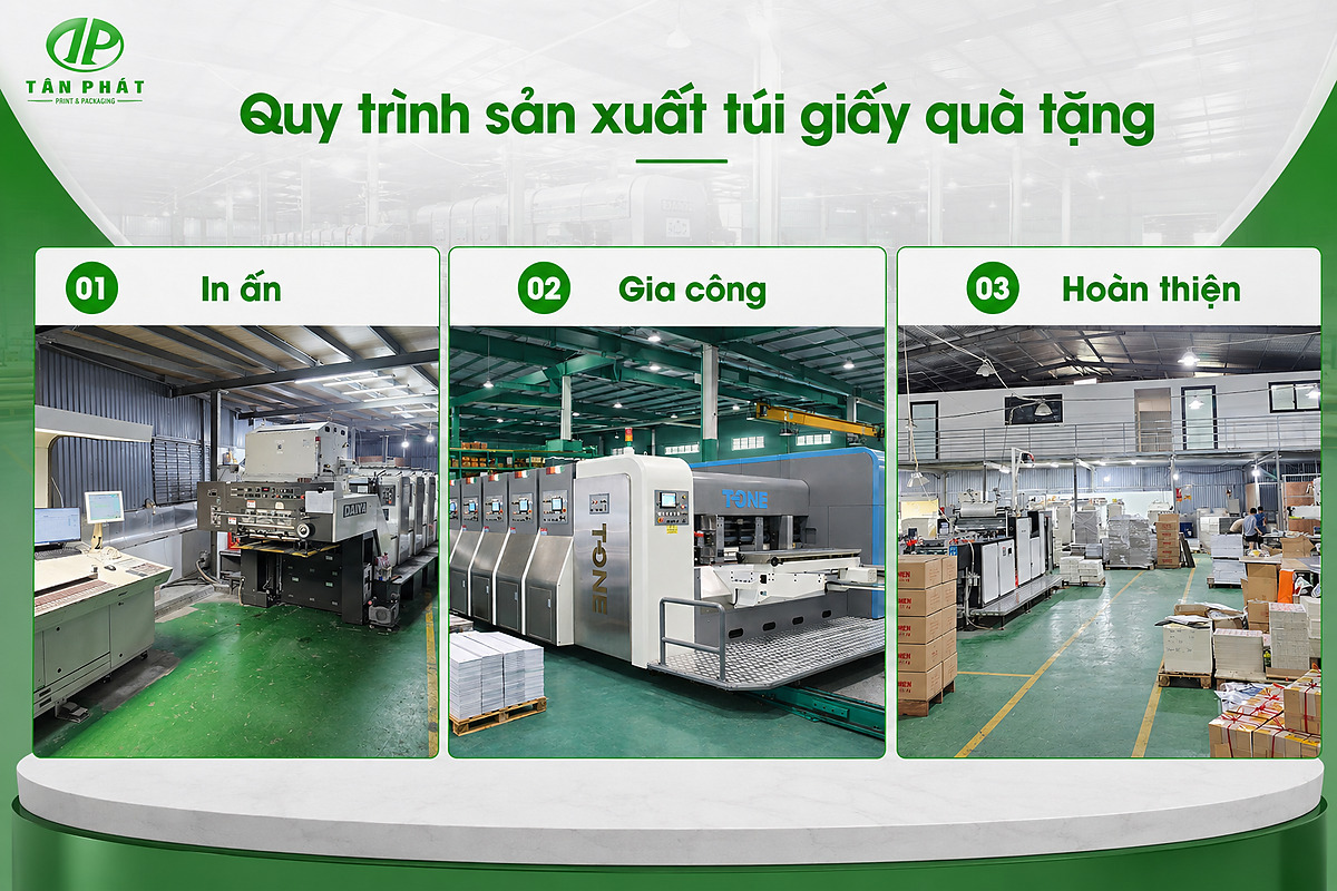 Quy trình in và gia công túi giấy quà tặng tại xưởng