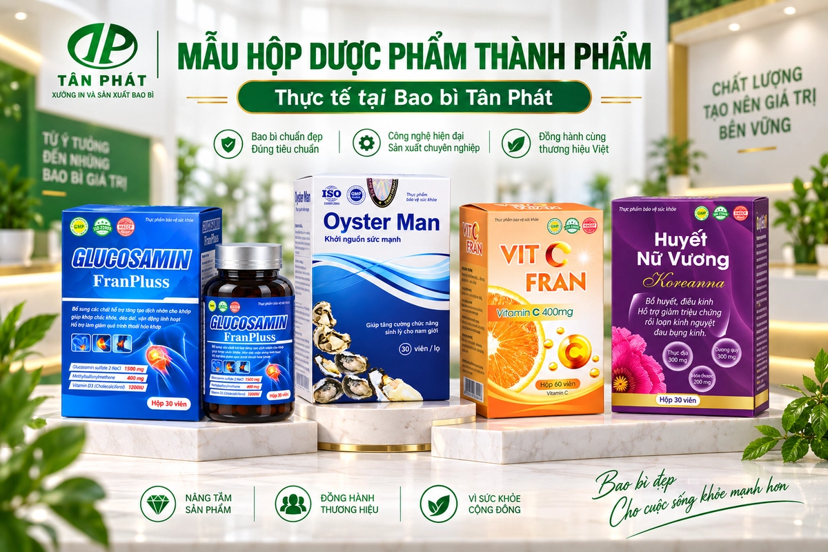 Mẫu hộp giấy dược phẩm hoàn thiện theo yêu cầu