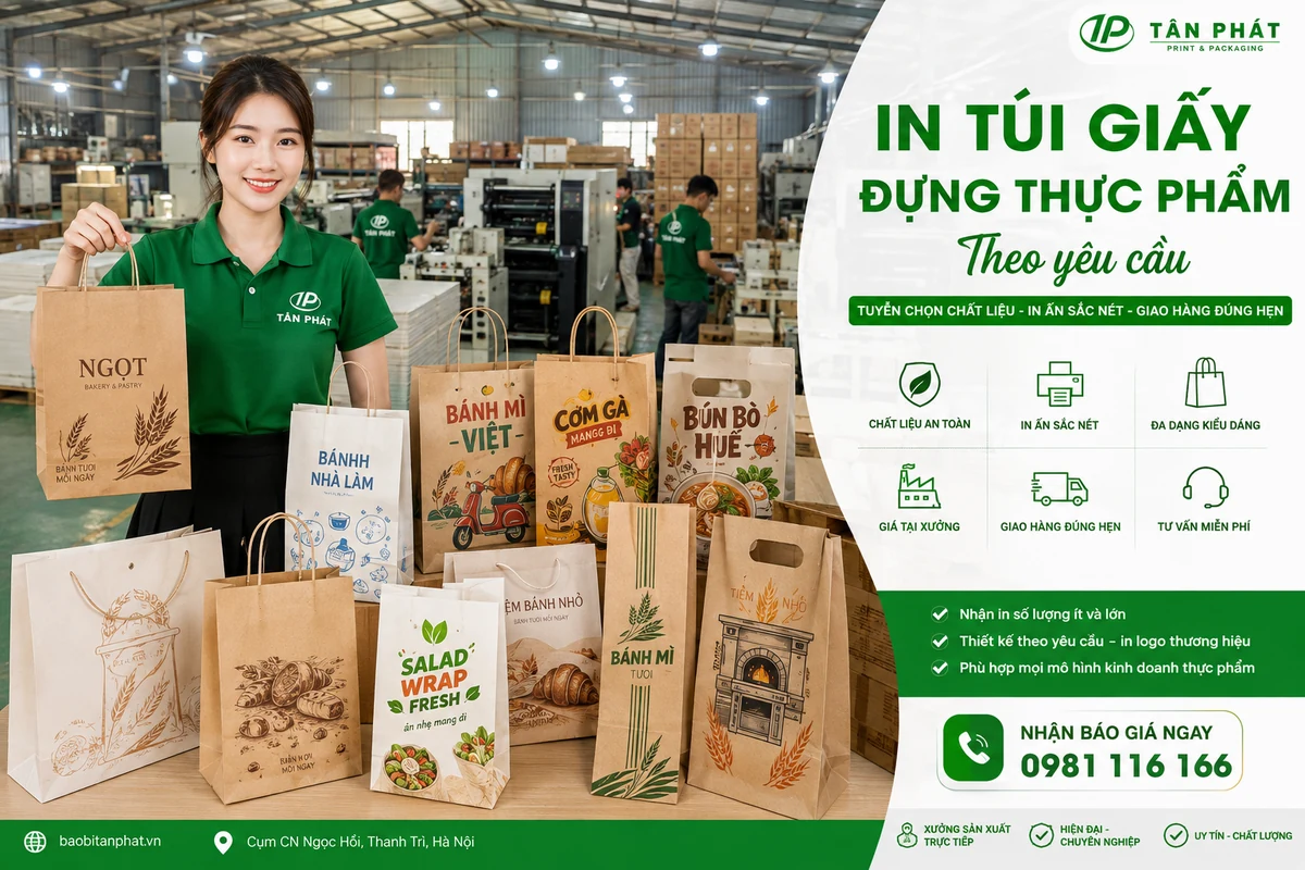 Mẫu túi giấy thực phẩm thực tế đã sản xuất