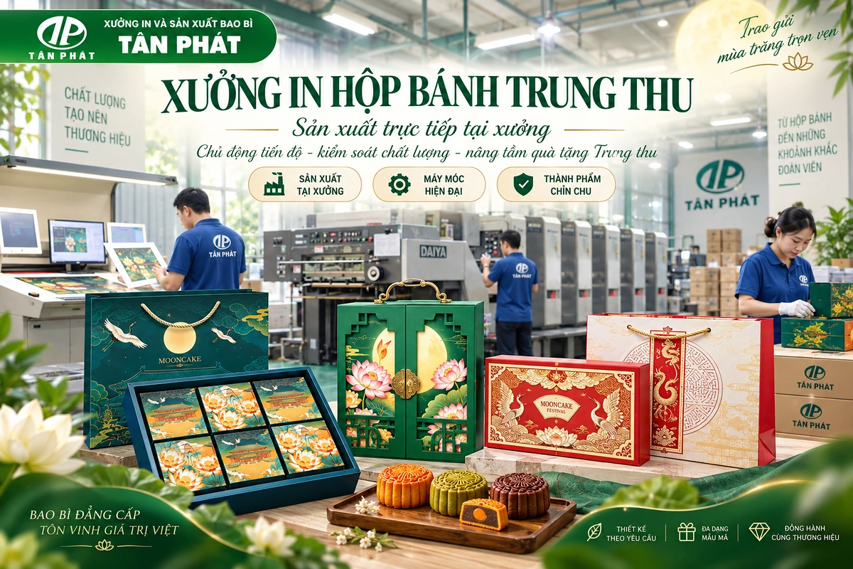 Xưởng in hộp bánh Trung thu Bao bì Tân Phát tại Hà Nội