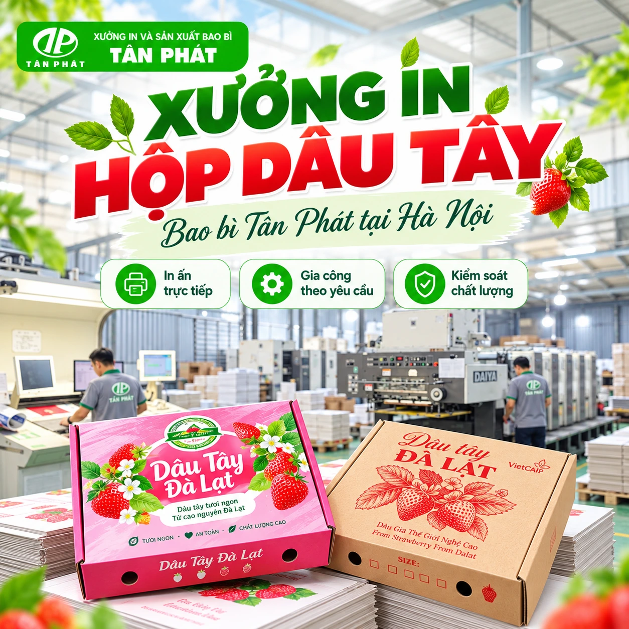 Xưởng in hộp dâu tây Bao bì Tân Phát tại Hà Nội