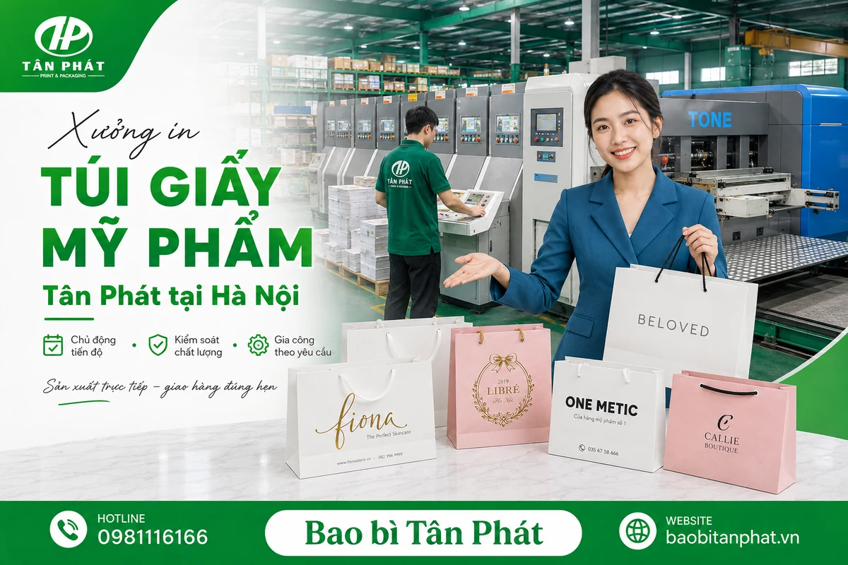 Xưởng in túi giấy mỹ phẩm Bao bì Tân Phát tại Hà Nội