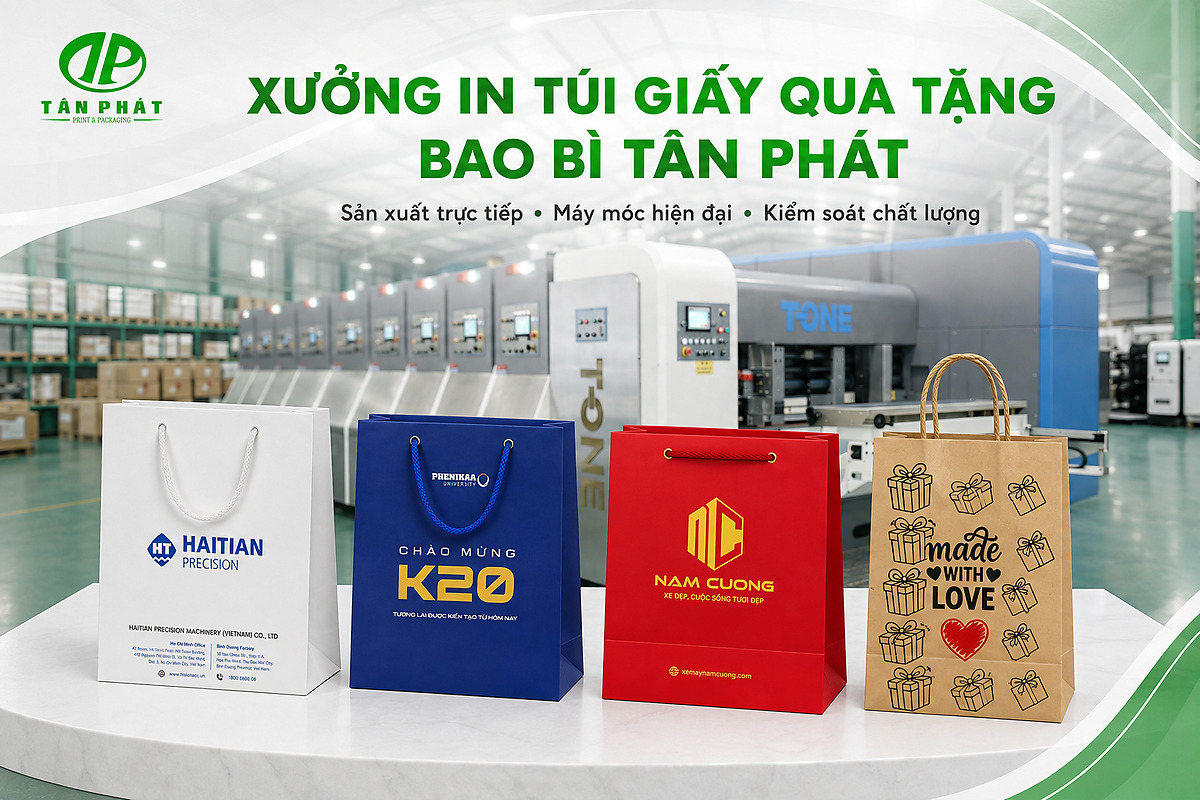 Quy trình in và gia công túi giấy quà tặng tại xưởng