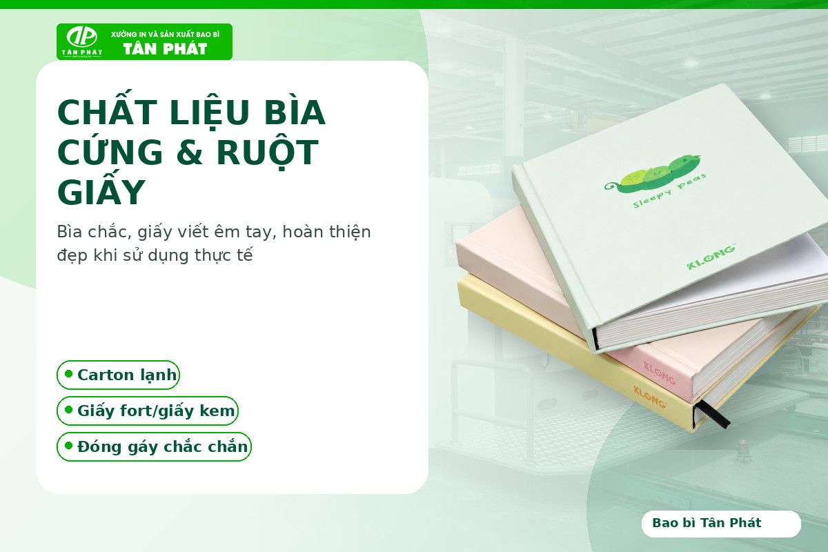 chất liệu bìa cứng và ruột giấy sổ tay
