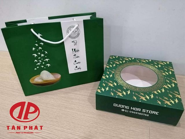 Bộ túi giấy và hộp giấy đựng yến sào