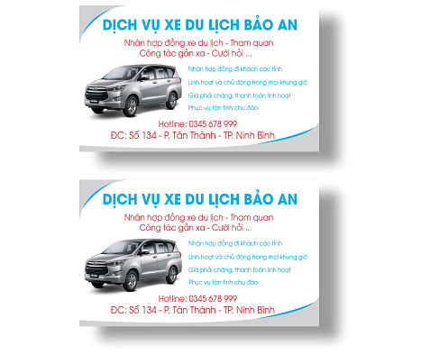 In card visit xe hợp đồng du lịch