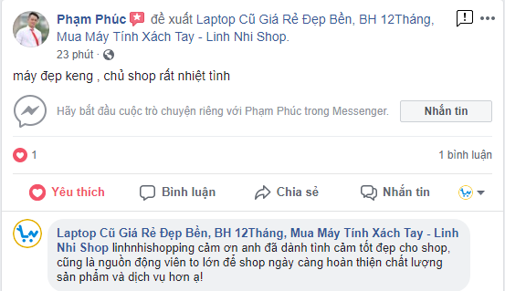 khách hàng đánh giá chất lượng sản phẩm Thinkpad t440 tại linhnhishopping