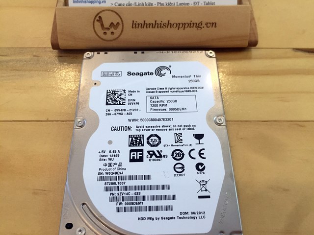 HDD Slim Seagate Momentus Thin 250 GB (12 tháng bảo hành)