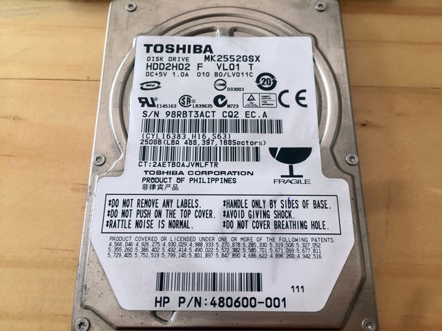 Ổ cứng laptop 250gb hiệu Toshiba (12 tháng bảo hành)