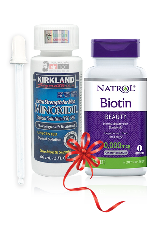 Combo Thuốc mọc râu Minoxidil 5% dạng lỏng + Biotin