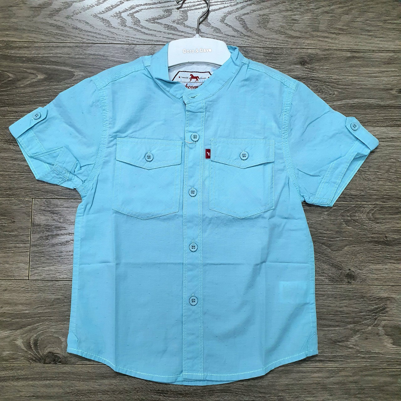 Áo sơ mi bé trai tay xắn cổ tròn  giá sỉ