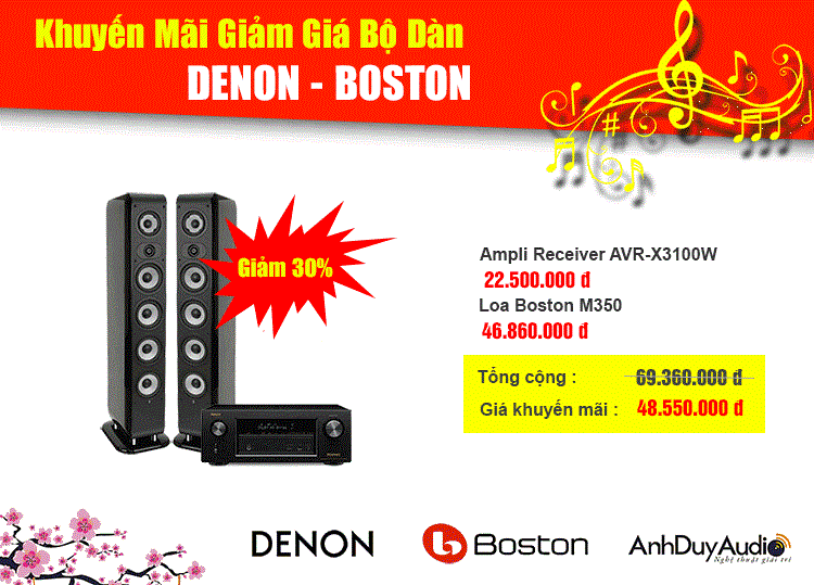 Khuyến mãi giảm giá 30% bộ dàn Denon - Boston tại HD Nam Khánh