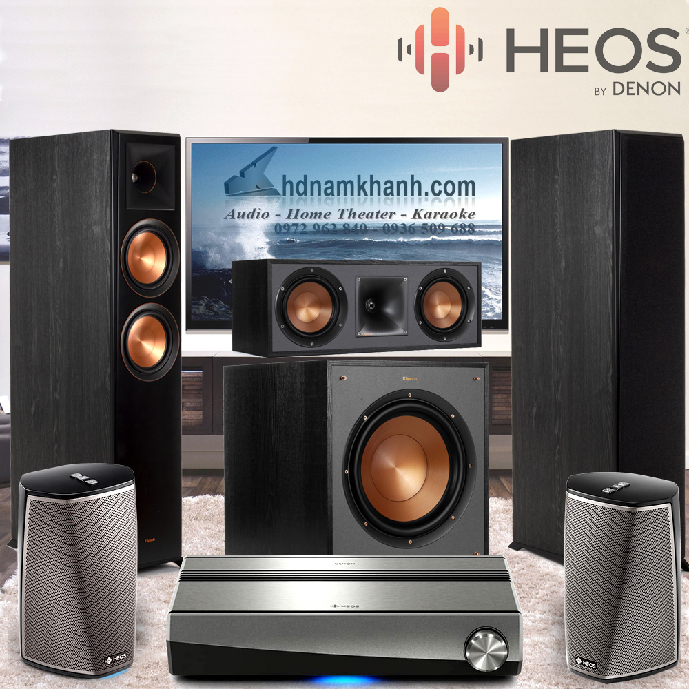 Bộ 5.1 Amply Denon Heos AVR - Front Klipsch 6000F- Sur Heos 1