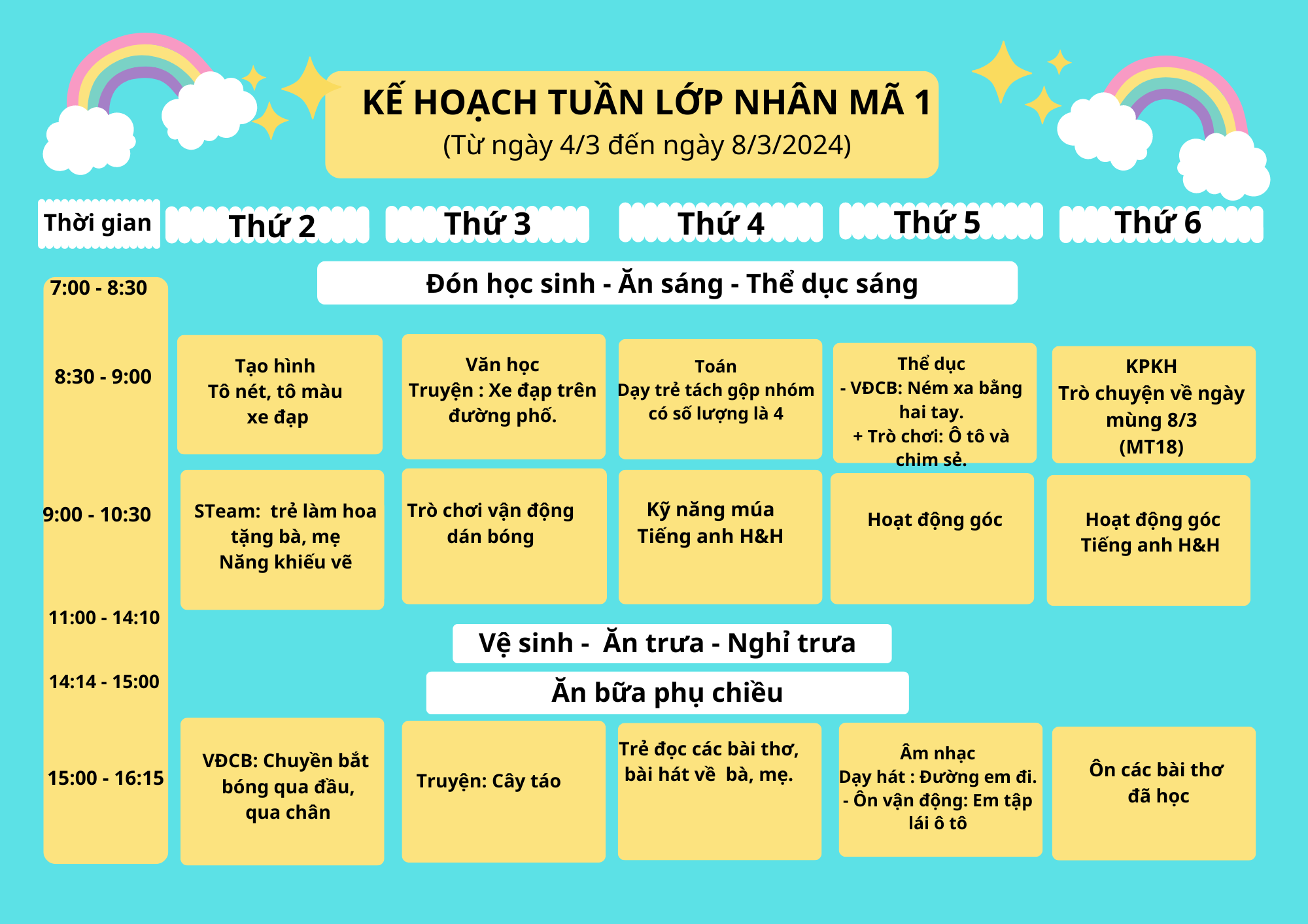 Chương trình học tháng 4/2024 lớp Đại Hùng 1