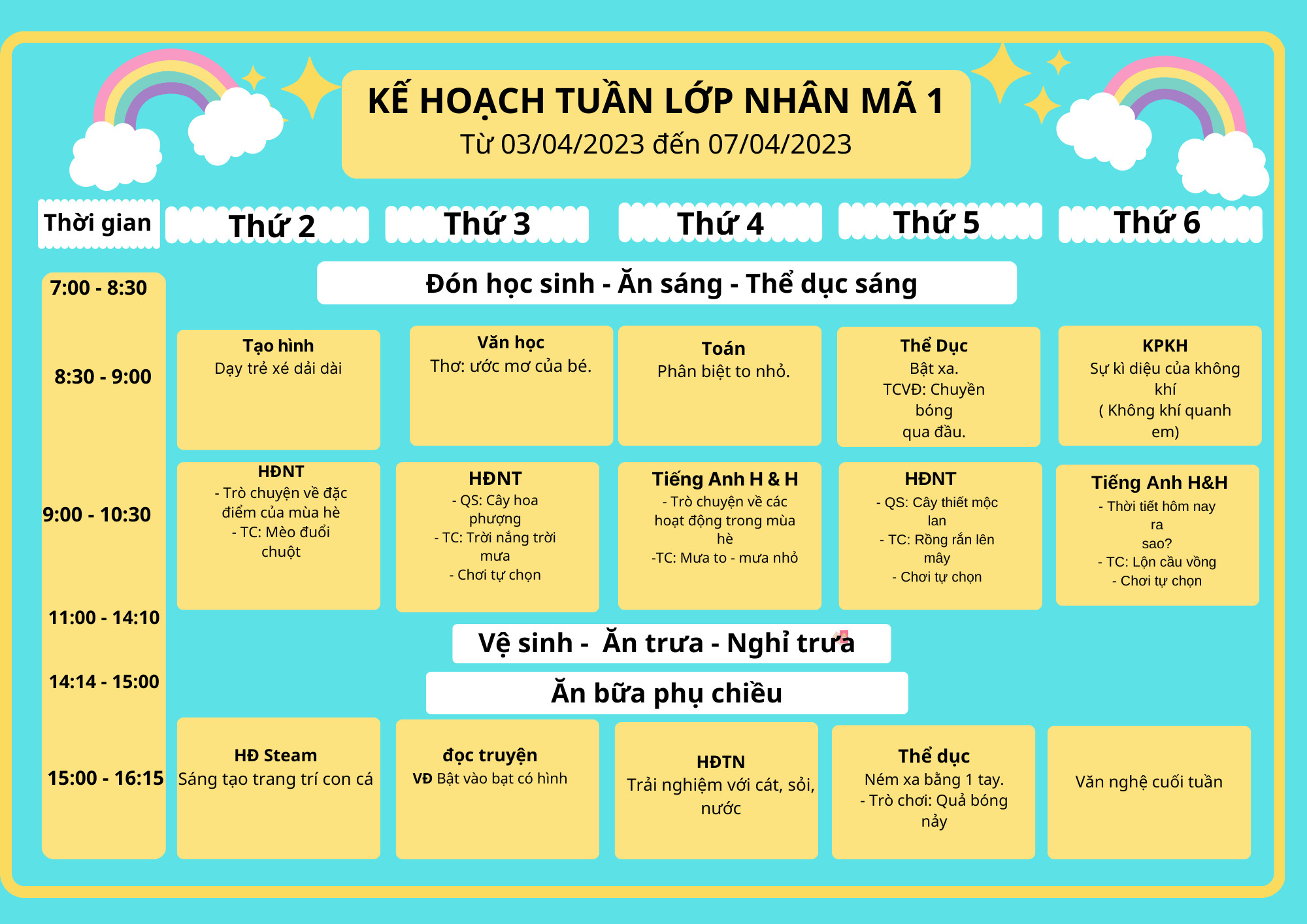 Chương trình học tháng 4/2023 lớp Nhân Mã 1