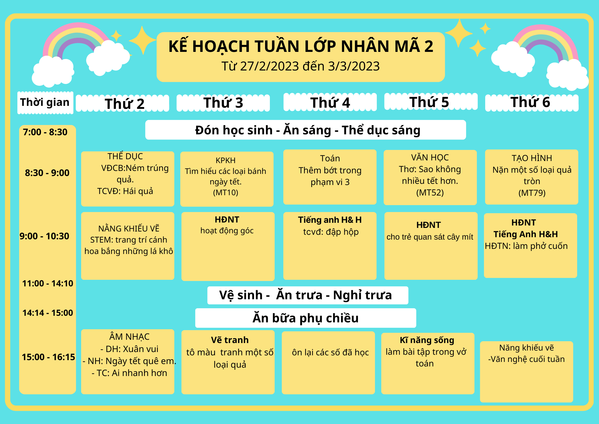 Chương trình học tháng 3/2023 lớp Nhân Mã 2