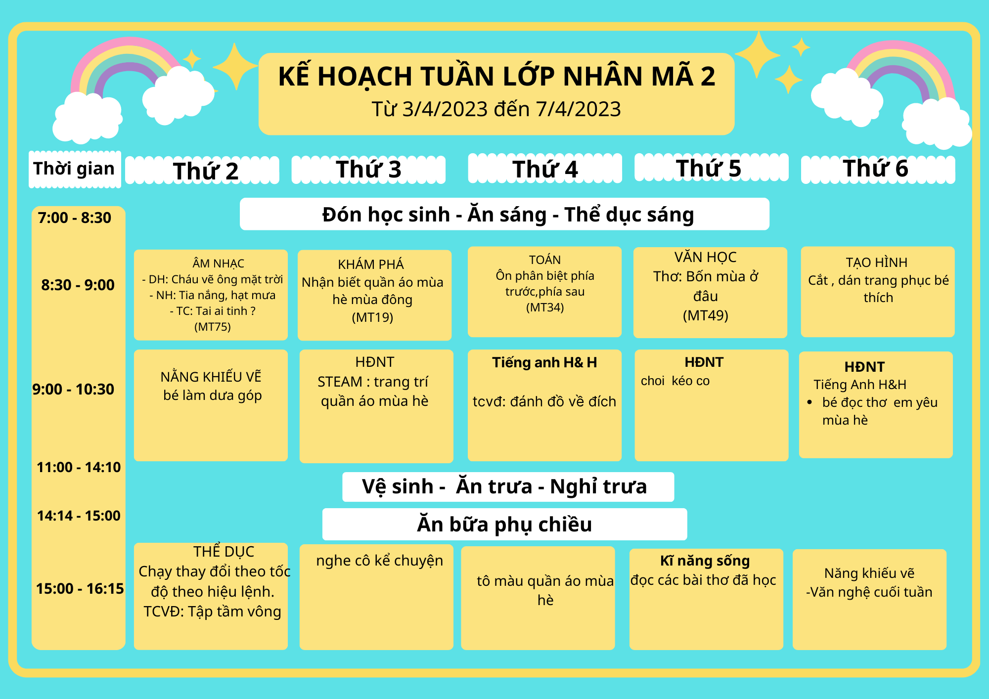 Chương trình học tháng 4/2023 lớp Nhân Mã 2