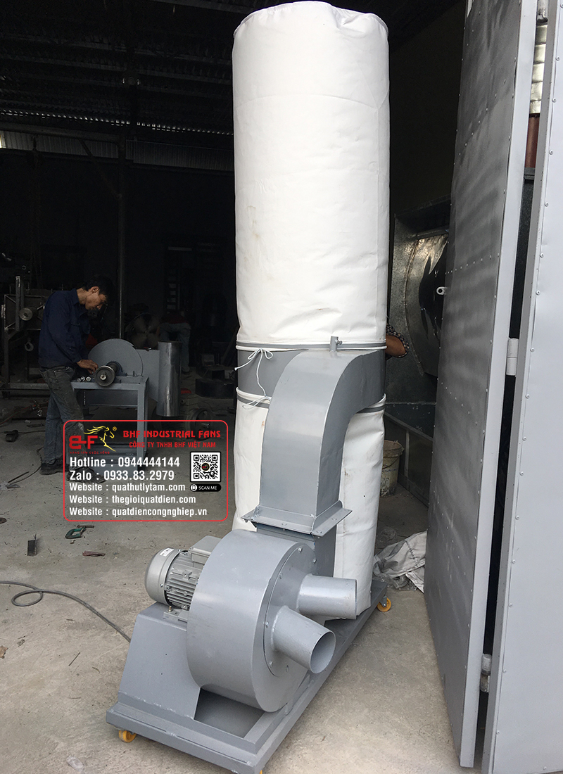 Quạt hút bụi di động công suất 1HP dùng 1 túi vải Ф400 để lọc bụi