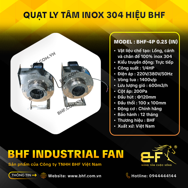 Quạt Sò Ly Tâm Mini Inox 304 BHF-4P 0.25IN (Công Suất 1/4HP) 5