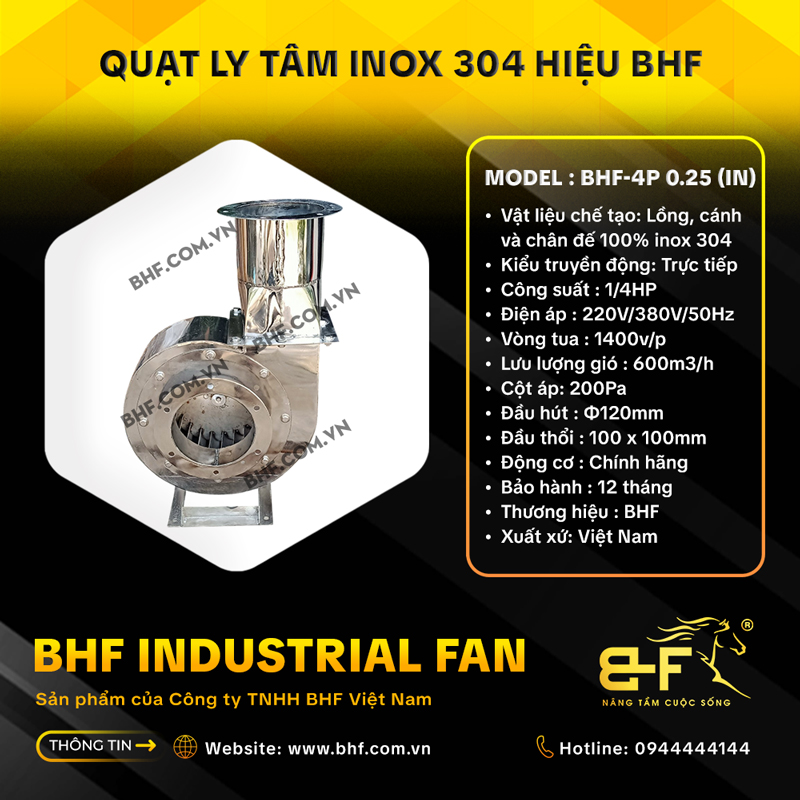 Quạt Sò Ly Tâm Mini Inox 304 BHF-4P 0.25IN (Công Suất 1/4HP) 4