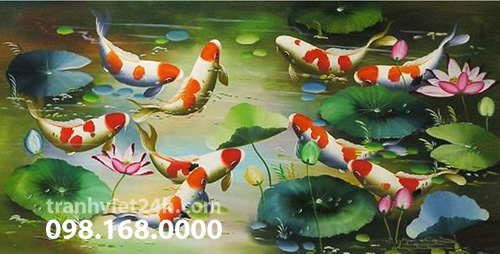 tranh cá chép hoa sen