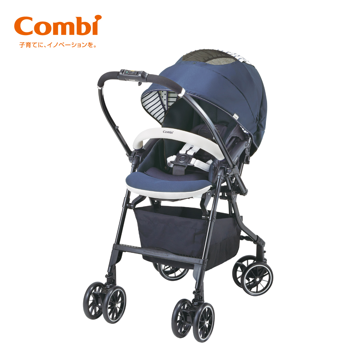 Xe đẩy Combi Mechacal Handy 4 bánh quay tự động xanh marine Xe Đẩy Combi Mechacal Handy 4 Bánh Quay Tự Động Xanh Marine
