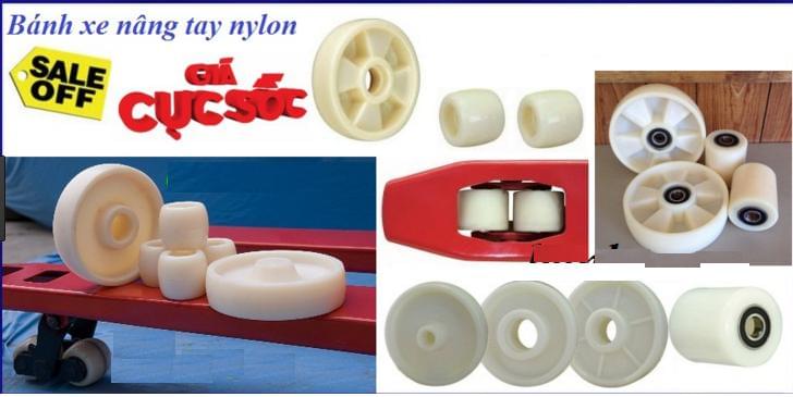 bánh xe nâng tay nylong