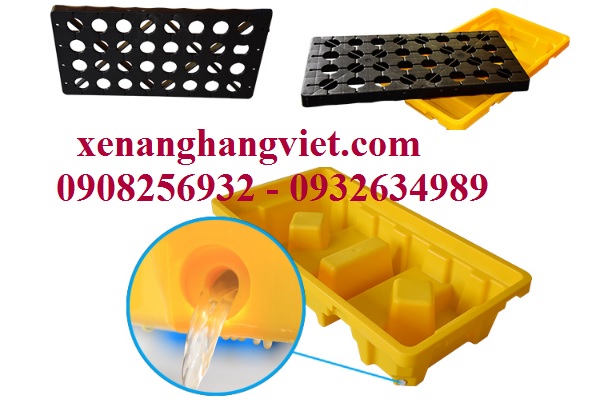 pallet nhựa chống tràn dầu 2 phuy