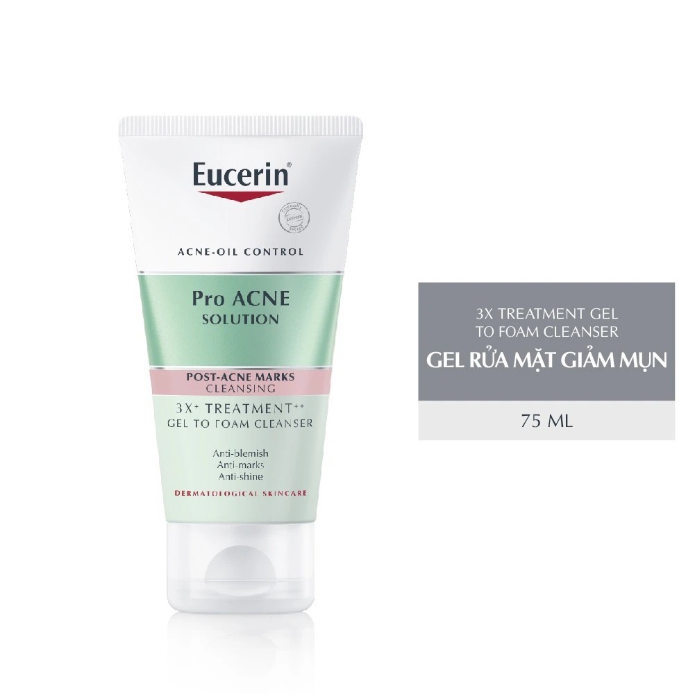 Gel Rửa Mặt Cho Da Mụn Eucerin 3X Treatment Gel To Foam Cleanser 75ml