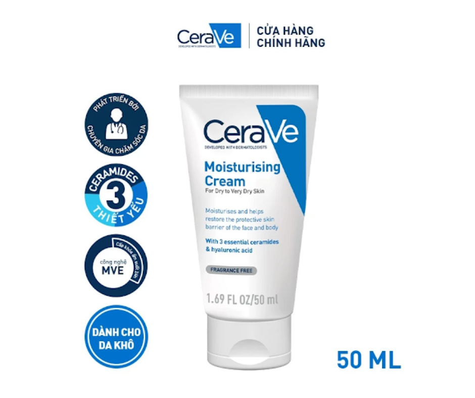 Kem Dưỡng Ẩm Cerave Moisturising Cream Dành Cho Da Khô (50ml)