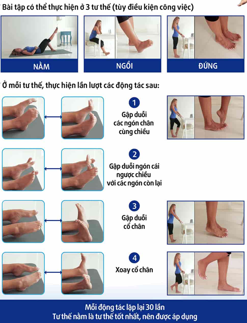 Những động tác đơn giản giúp đôi chân khỏe mạnh và giảm suy giãn tĩnh mạch