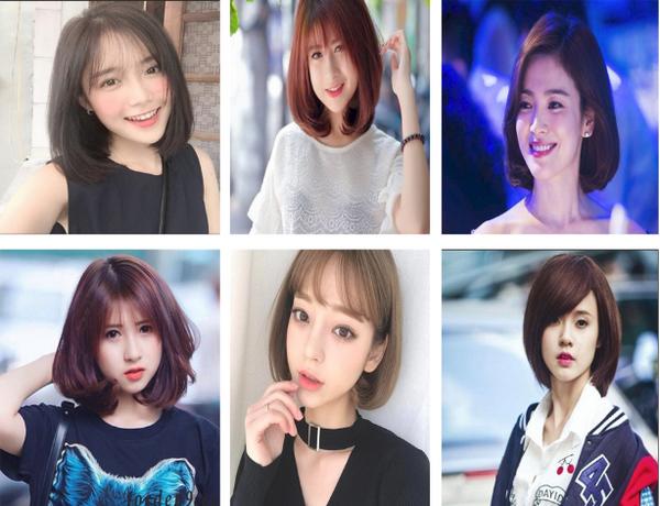 Tóc ngắn uốn cụp dập phồng
