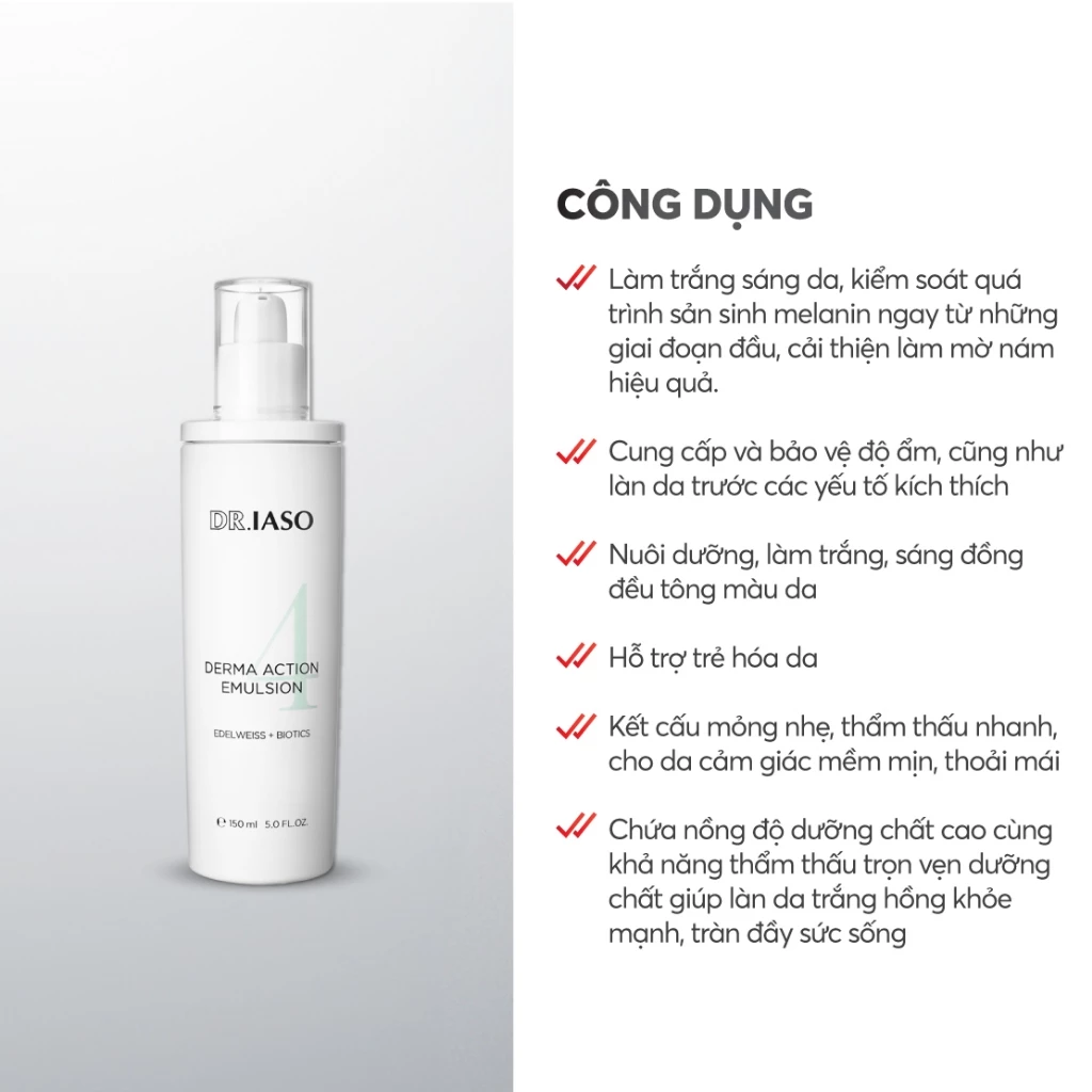 Sữa dưỡng DR.IASO giúp kiểm soát melanin, làm trắng sáng đều màu da