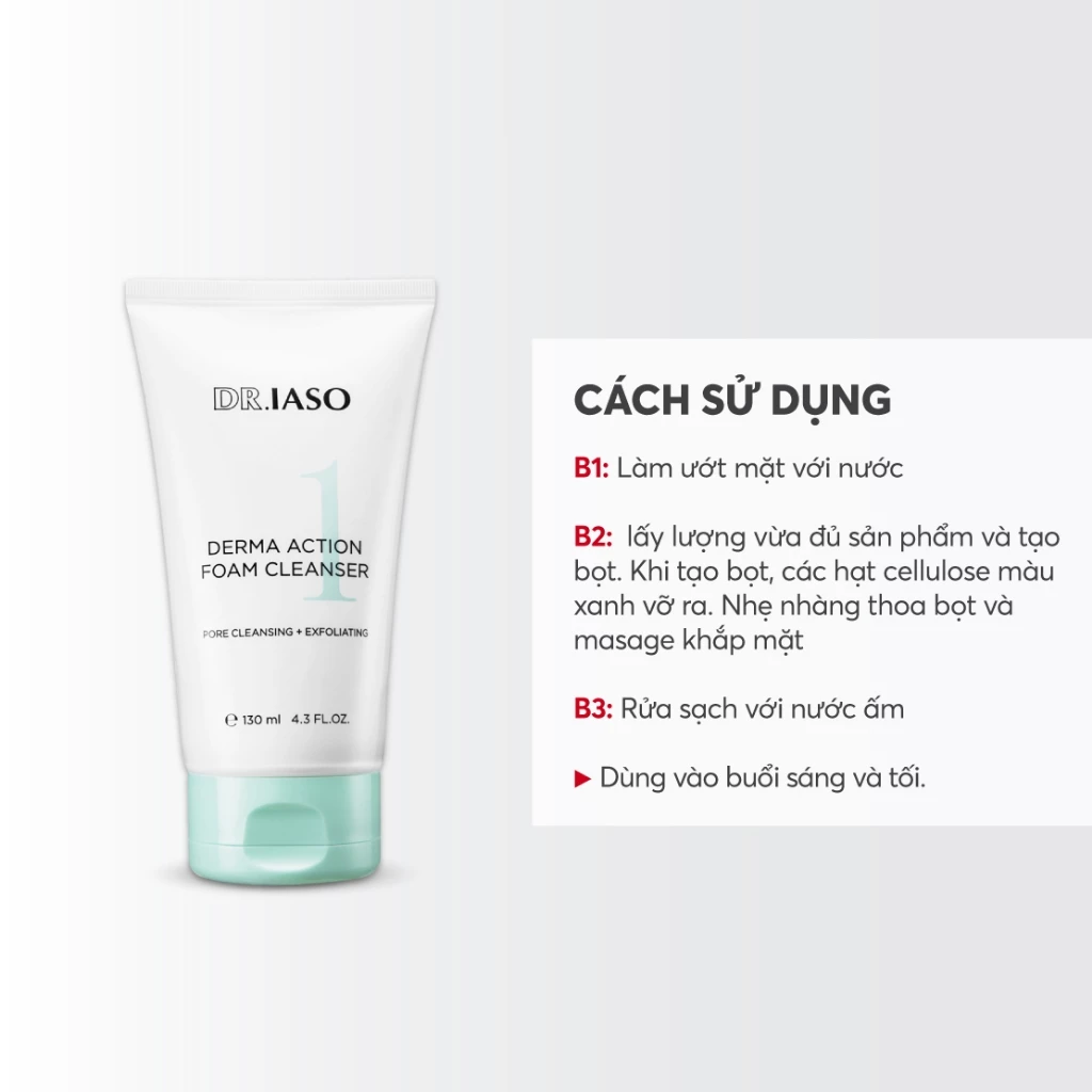 DR.IASO Derma Action Foam Cleanser loại bỏ tế bào chết, làm da láng mượt