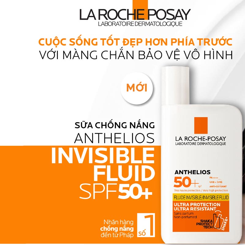 Kem chống nắng dạng sữa ANTHELIOS INVISIBLE FLUID SPF 50+ La Roche Posay 50 ml