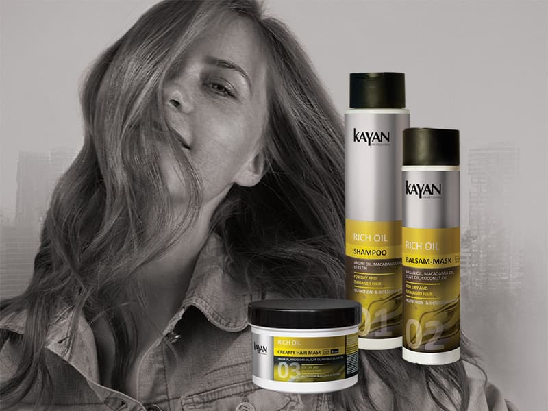 Dầu gội, xả và  kem ủ cho tóc khô, hư tổn Rich Oil Kayan