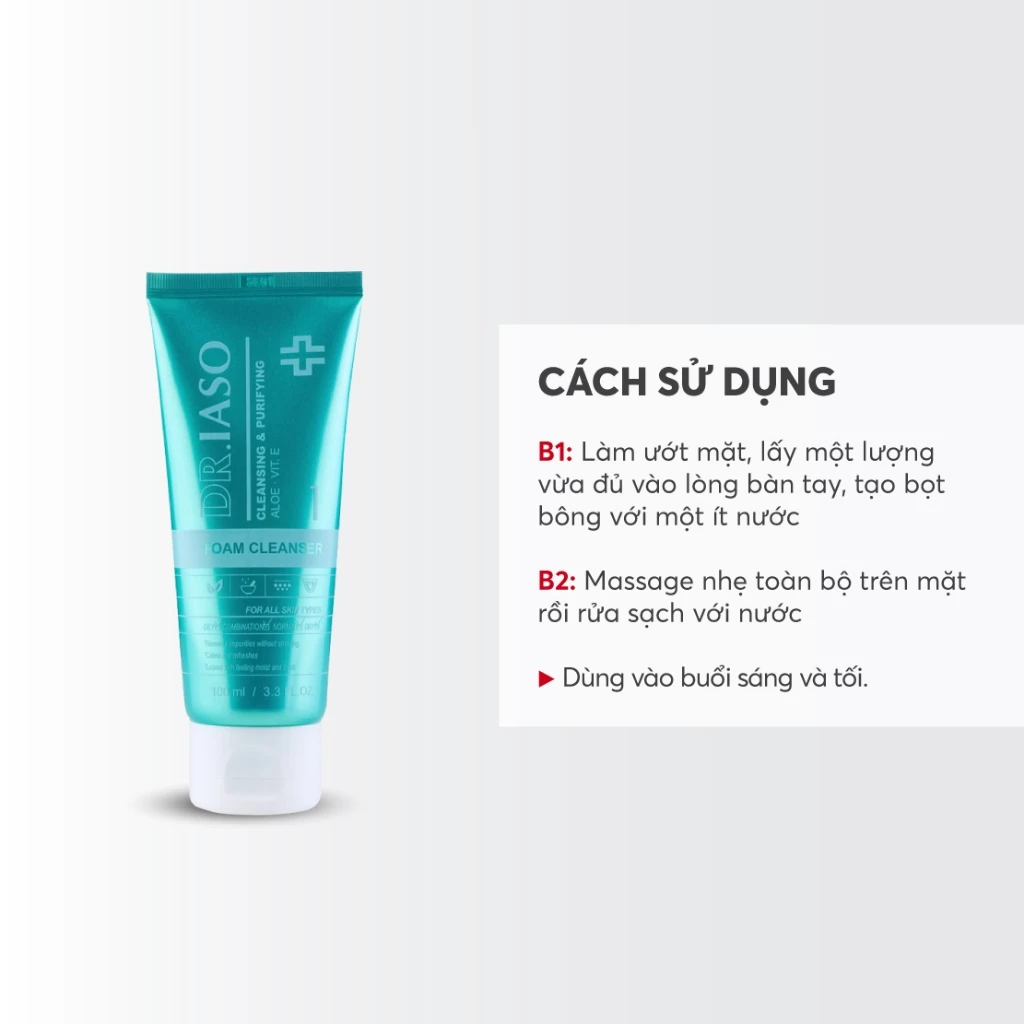 Sữa rửa mặt Dr.Iaso Foam Cleanser 100ml - Tạo bọt dịu nhẹ, làm sạch sâu, giữ độ ẩm cho da