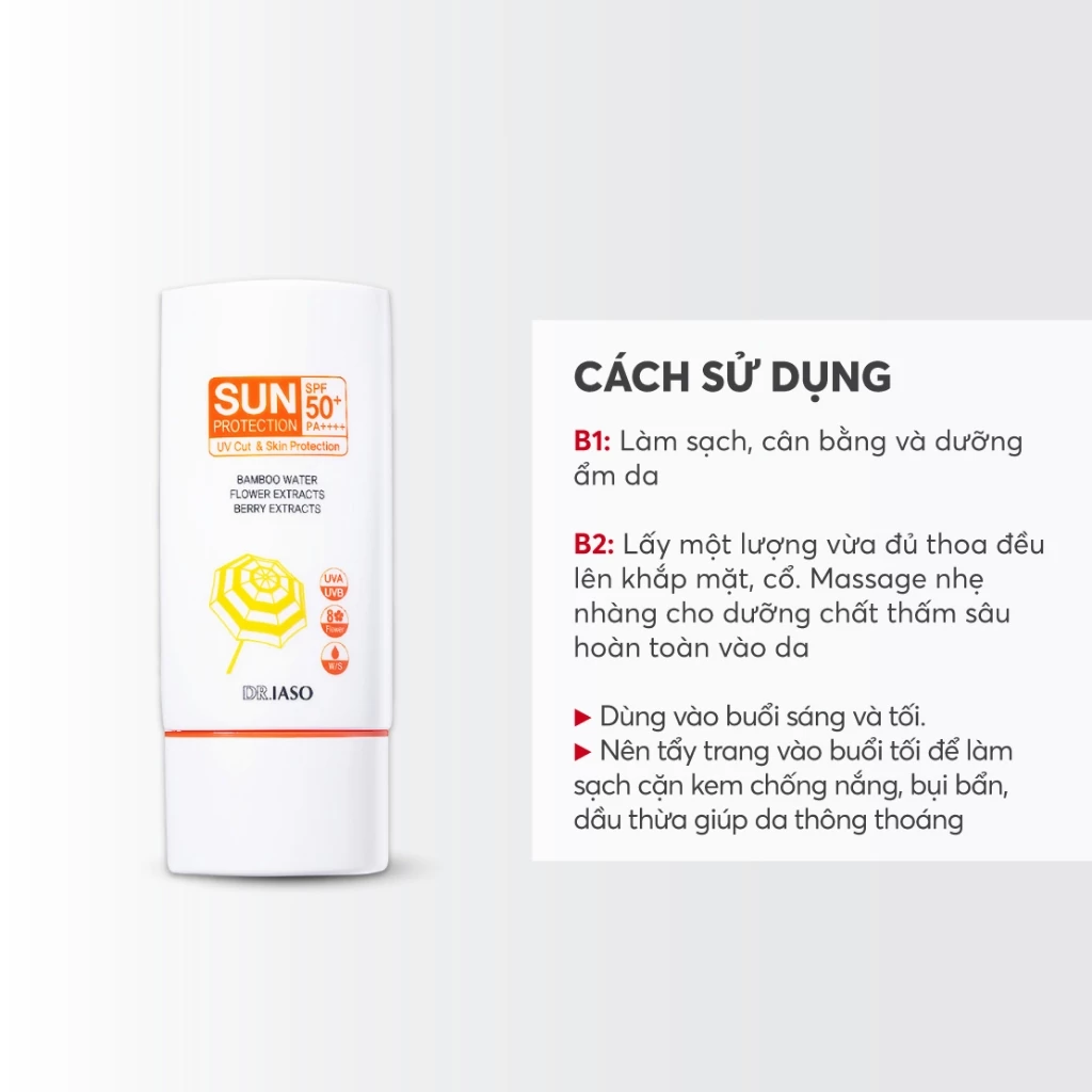 Kem Chống Nắng DR.IASO giúp nuôi dưỡng da, ngăn ngừa thoát nước