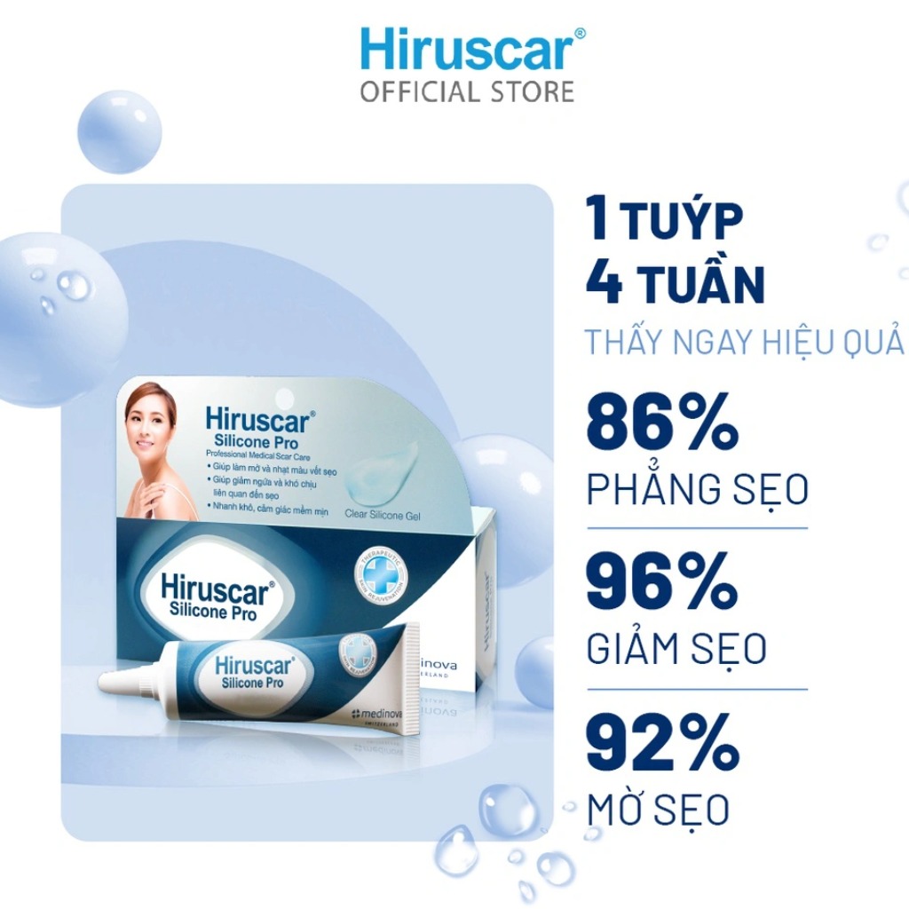 Gel Hiruscar Silicone Pro hỗ trợ điều trị sẹo hiệu quả.