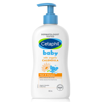 Sữa tắm gội dịu nhẹ cho bé từ hoa cúc Calendula hữu cơ Cetaphil Baby Wash and Shampoo 400ml